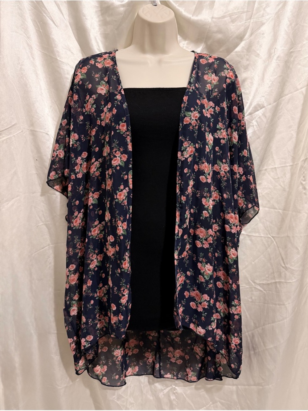 Floral Sheer Navy Cardigan/Coverup